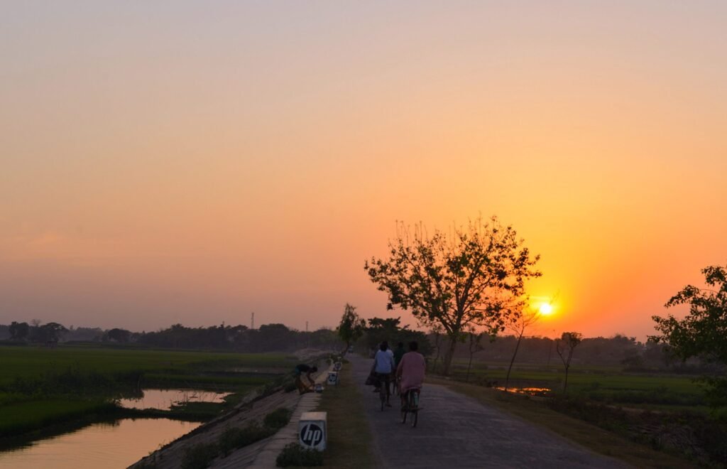 Sunset scene on Taltoli Road, Naogaon, 2013.