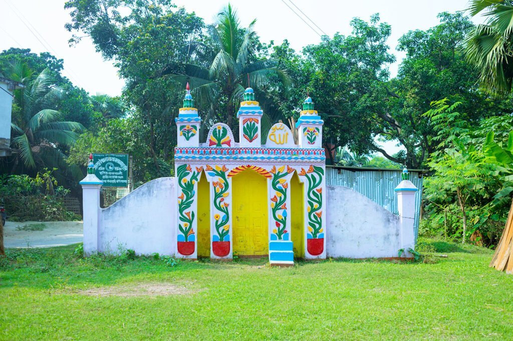Colorful rural Eidgah in Raigaon (রাইগাঁ), Mataji Hat, used for Muslim Eid prayers, captured by Rumon Aanam.