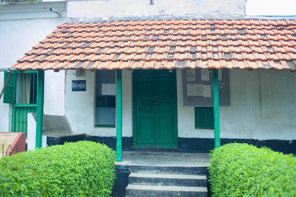 Room and veranda of Kacharibari serving as Patisar Rabindra Memorial Museum Ticket Counter in Atrai, Naogaon.